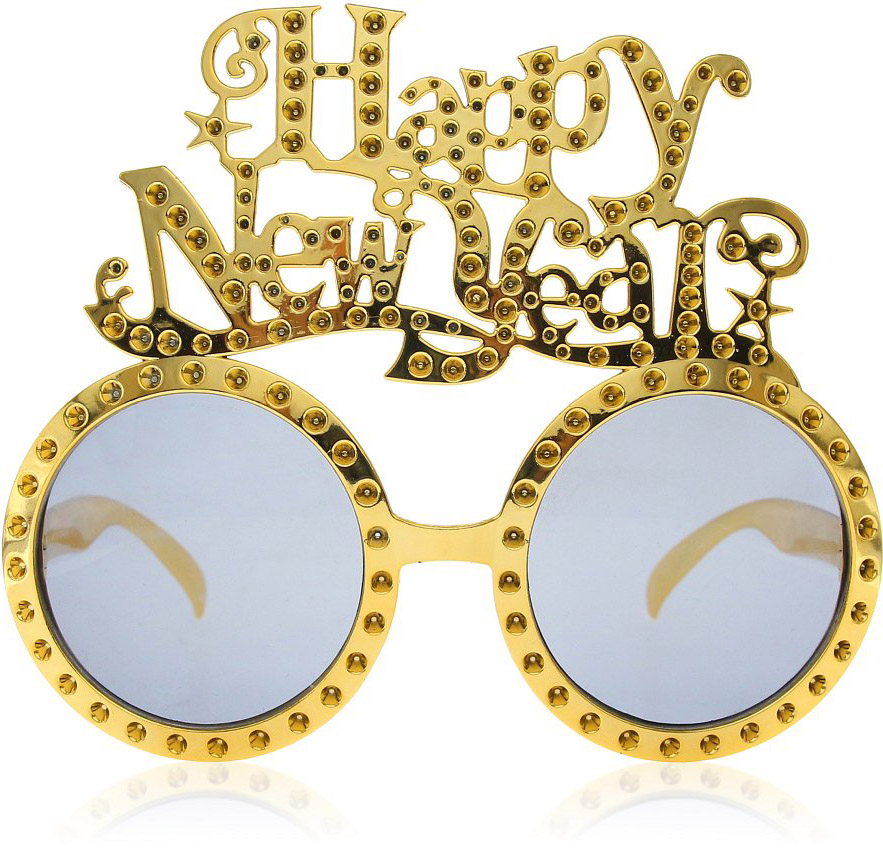 Happy New Year solbriller, guld