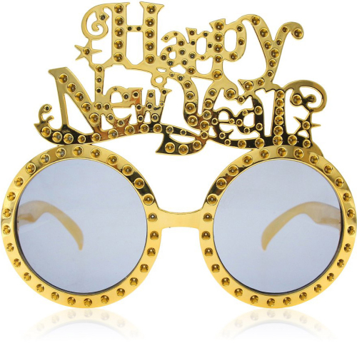 Happy New Year solbriller, guld