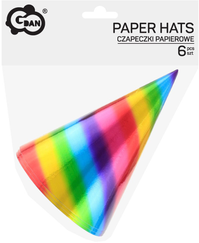 Festhat pap regnbue 6-pak