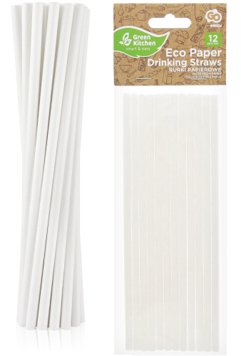 Sugerør pap, hvid 12-pak