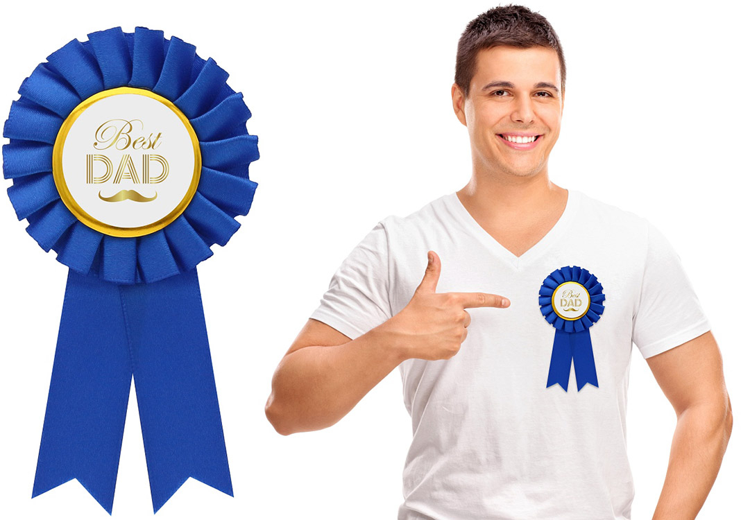 Best DAD badge med satinbånd