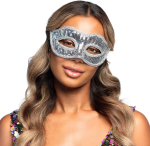 Maskerade maske pailletter, sølv