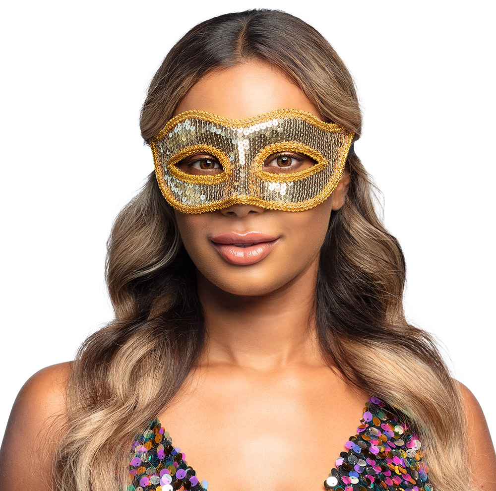 Maskerade maske pailletter, guld