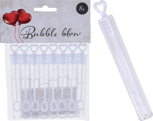 Hjerte sæbebobler hvid 8-pak