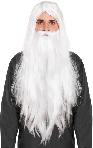 Troldmand paryk med skæg