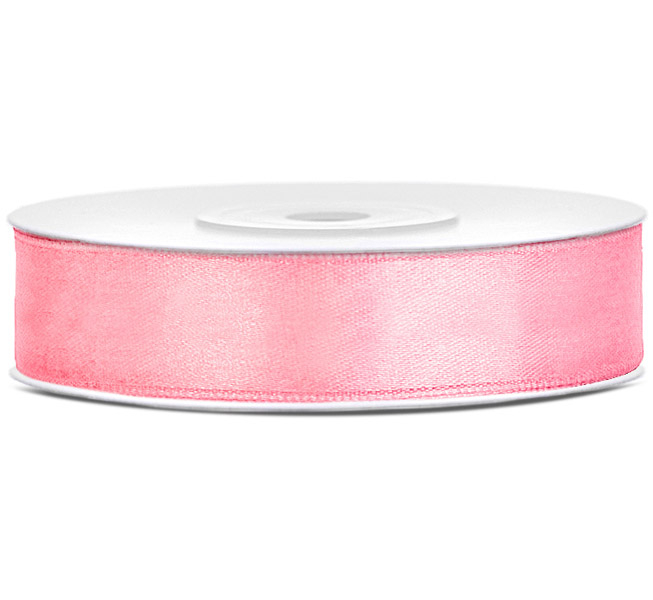 Silkebånd lyserød 12 mm x 25 m