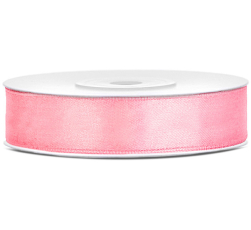 Silkebånd lyserød 12 mm x 25 m