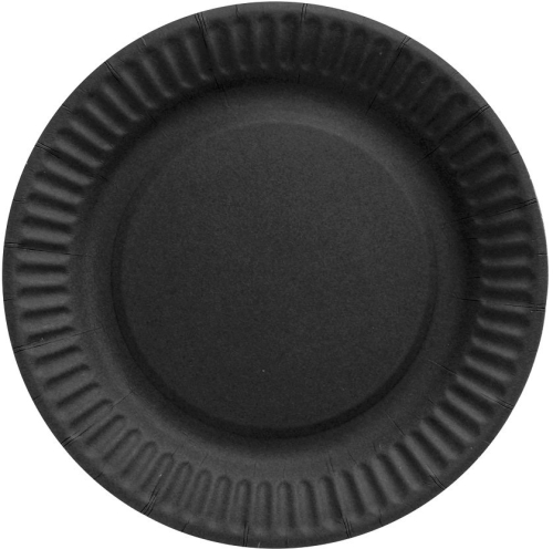 Paptallerken sort 6-pak