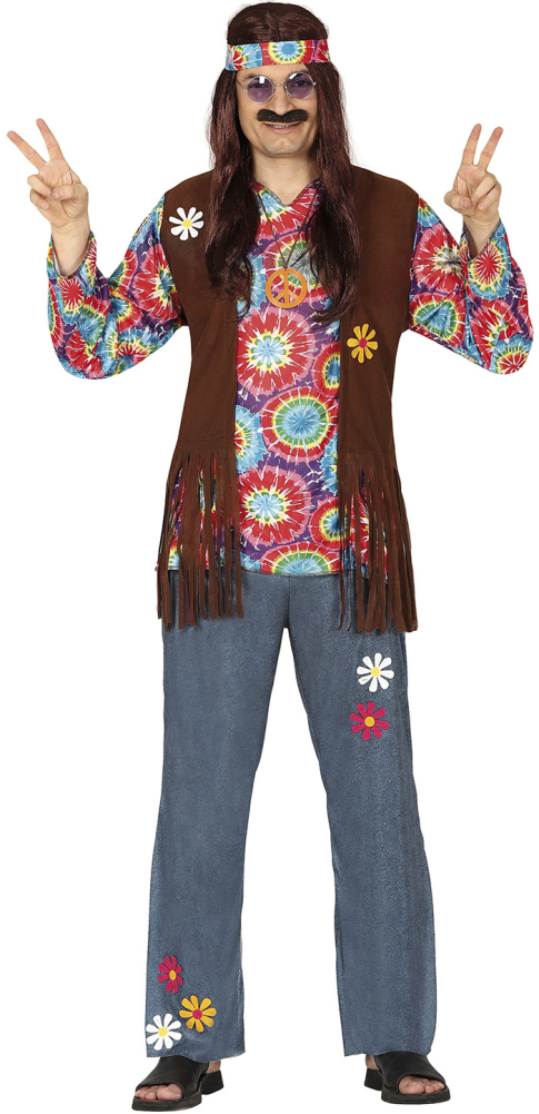 Hippie kostume mand, str. L