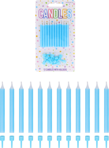 Fødselsdagslys 12-pak lyseblå