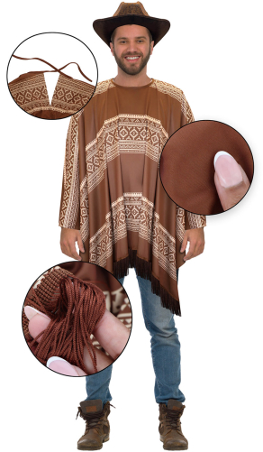 Cowboy/indianer poncho, brun