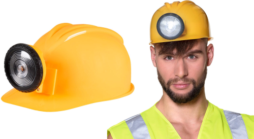 Arbejdshjelm med lygte, gul