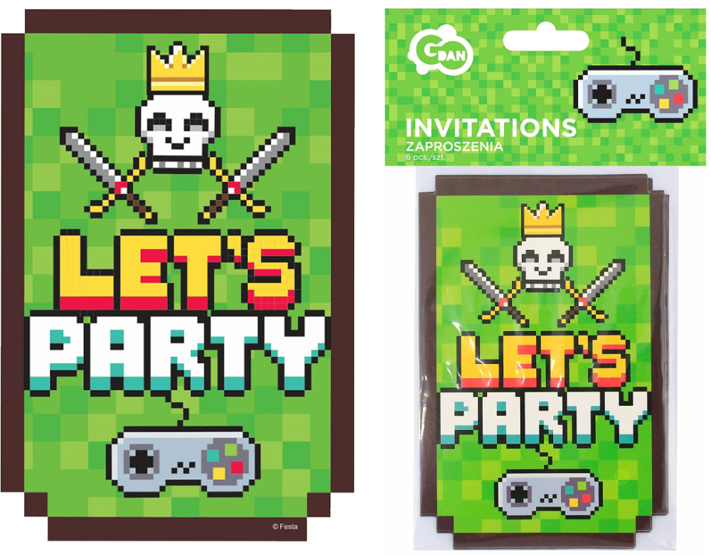 Game On invitationer 6-pak