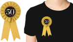 Badge 50 med satinbånd guld