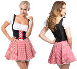 Tyrolerkjole rød-ternet, M