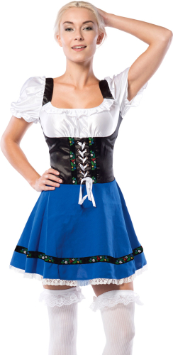 Tyrolerkjole blå/sort, L