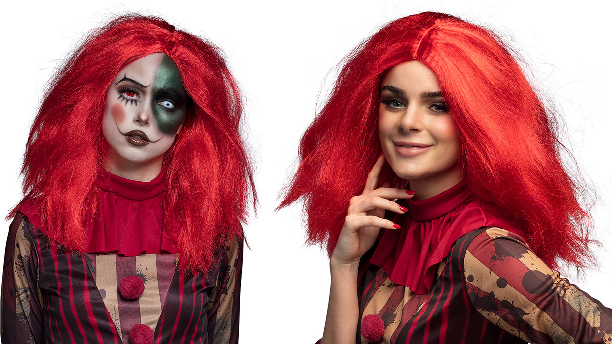 Scary clown paryk, rød