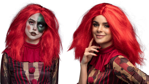 Scary clown paryk, rød