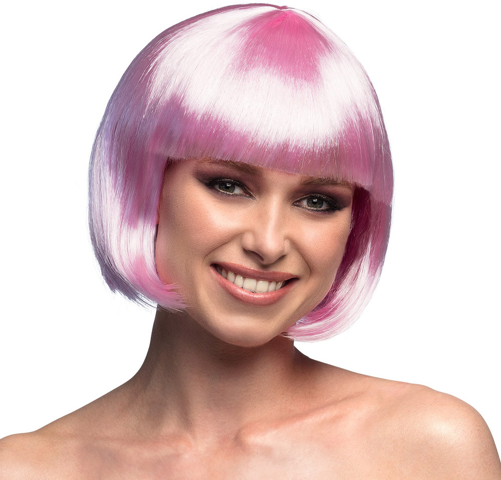 Pagehår paryk, lyserød