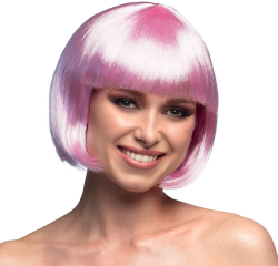 Pagehår paryk, lyserød