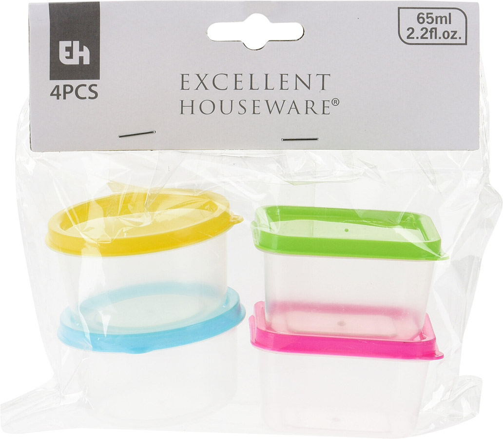 Mini plastbøtter med låg 4-pak