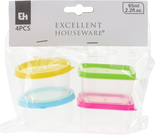 Mini plastbøtter med låg 4-pak