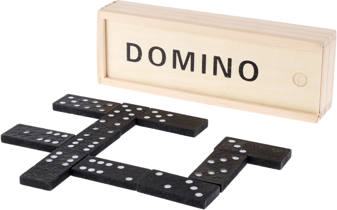 Domino spil i træ-æske