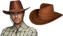 Cowboyhat ruskindslook, brun