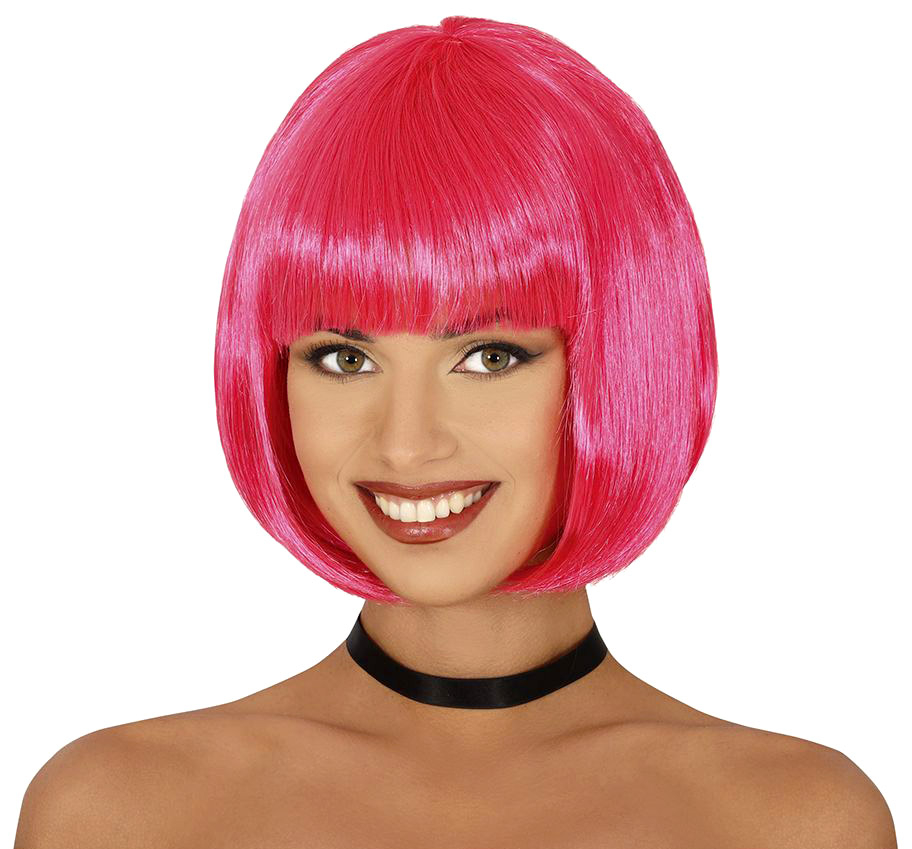 Pagehår paryk, pink