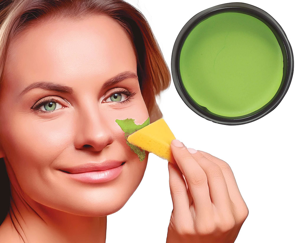 Sminke med svamp, lysegrøn