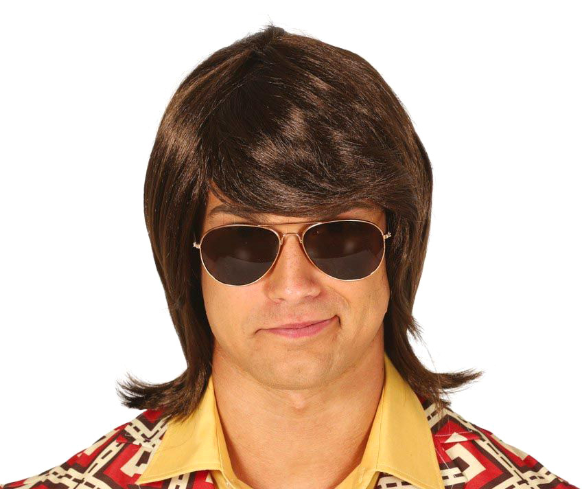 70er mand paryk, brun