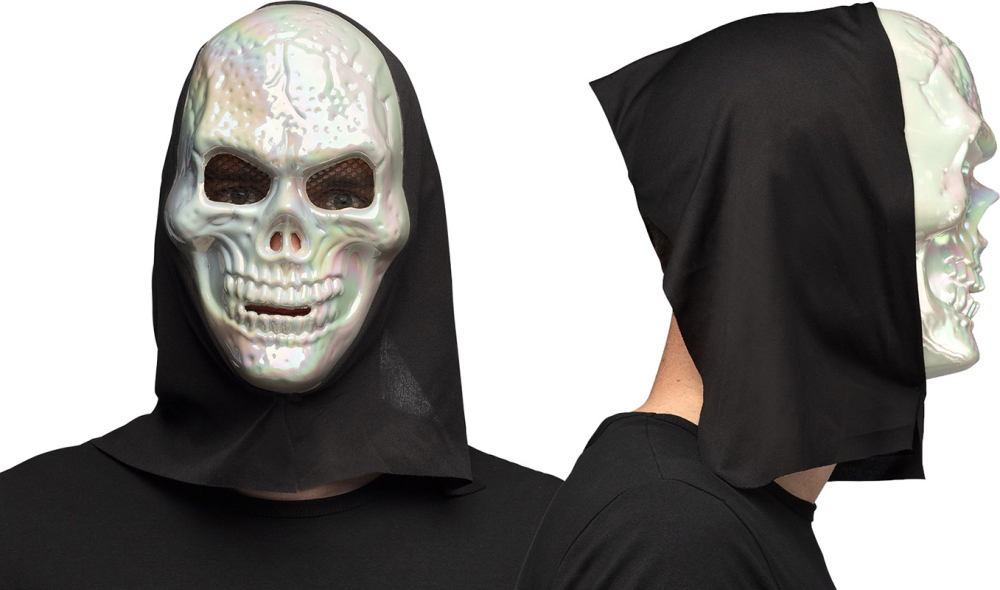 Kraniemaske med hætte, perlemor