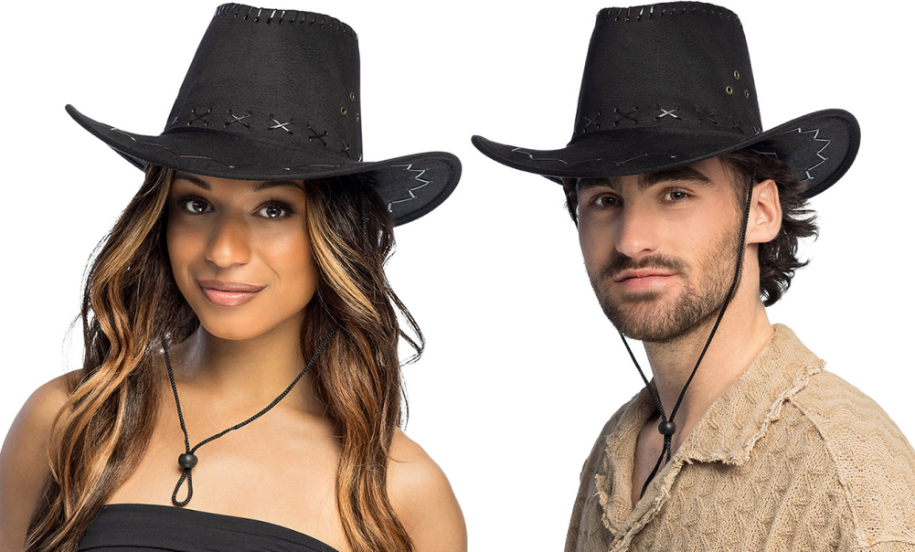 Cowboyhat ruskindslook, sort