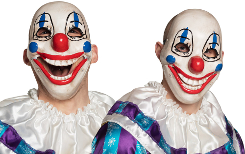Klovnemaske med bevægelig kæbe