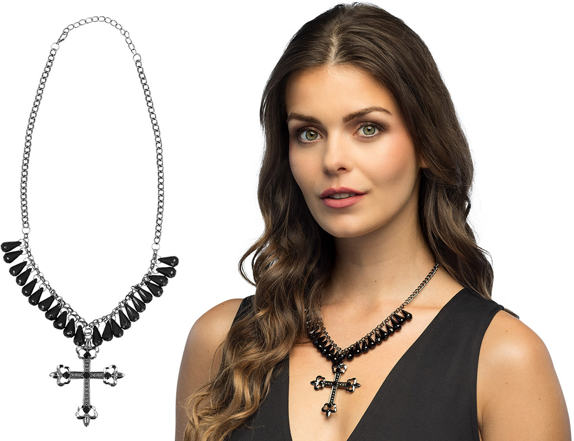 Gothic kors halskæde med sten