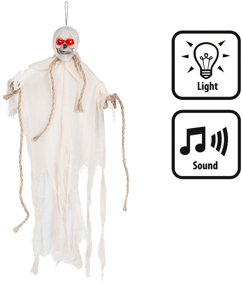 Skelet deko med lyd og lys 55 cm