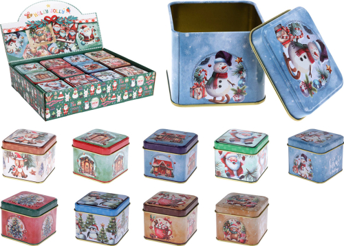 Metalæske med julemotiv, mini