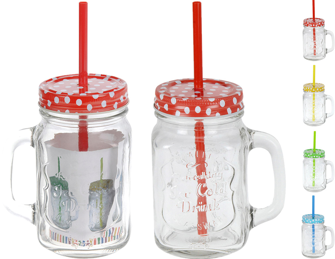 Glas m/hank, låg og sugerør