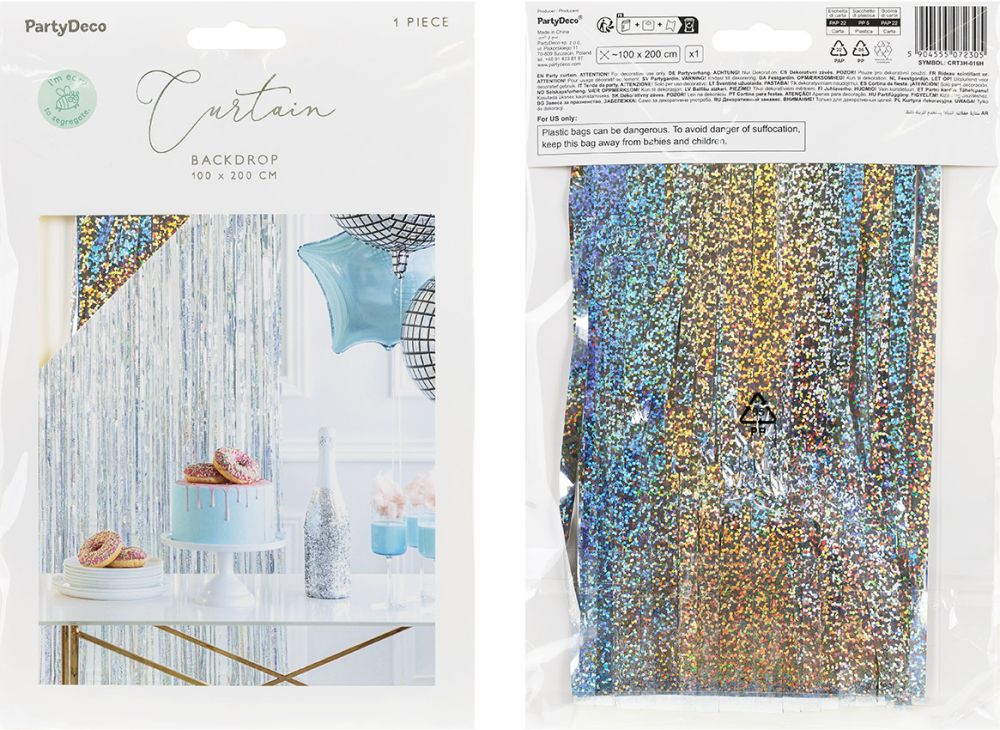 Dørgardin lametta hologram, sølv