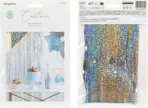 Dørgardin lametta hologram, sølv