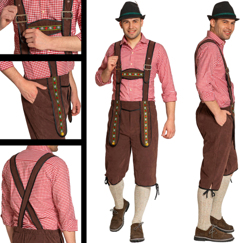 Lederhosen justerbar brun, XL