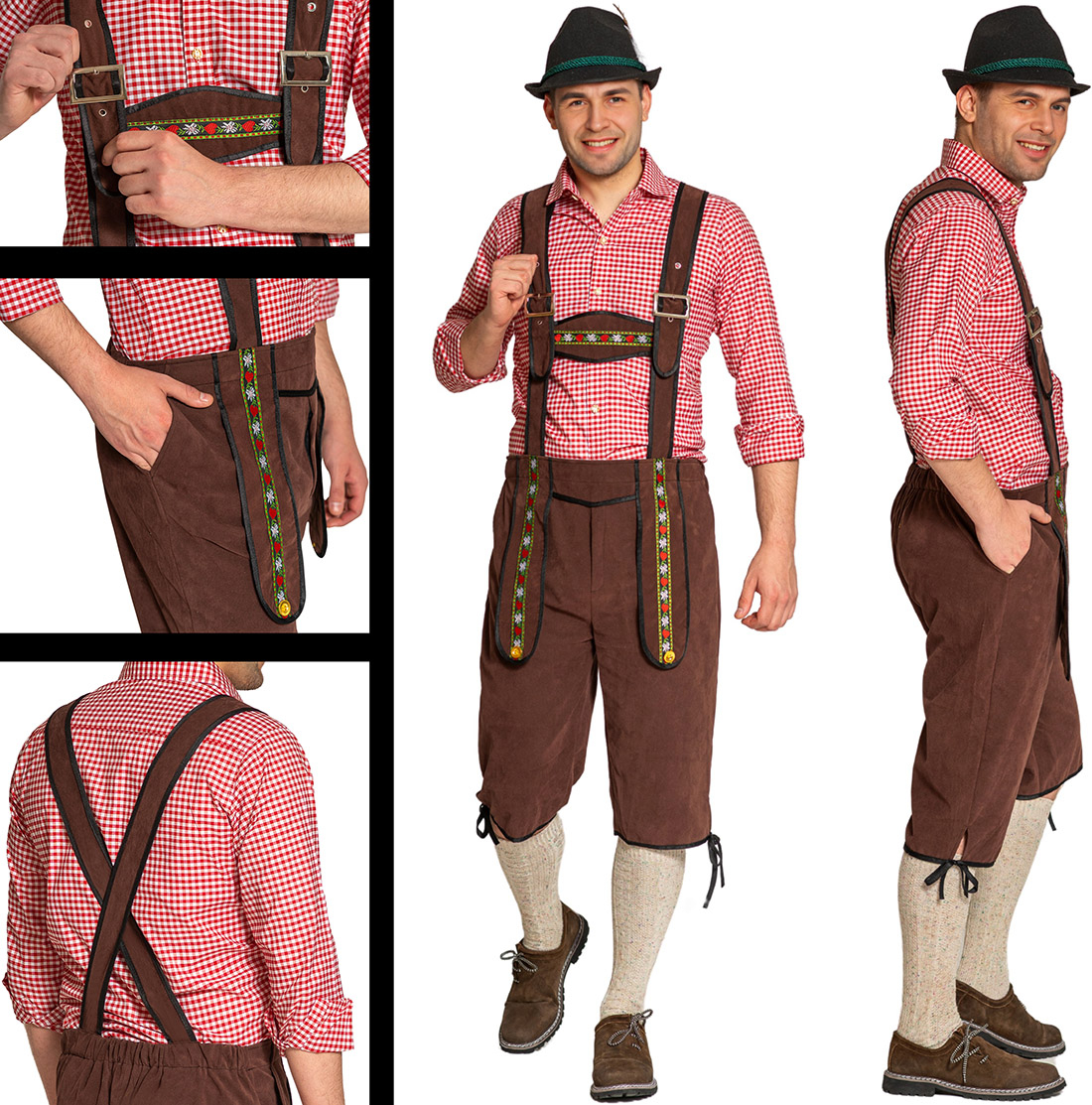 Lederhosen justerbar brun, 2XL