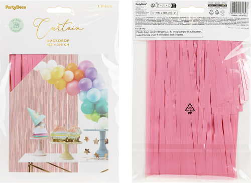 Dørgardin lametta, lyserød