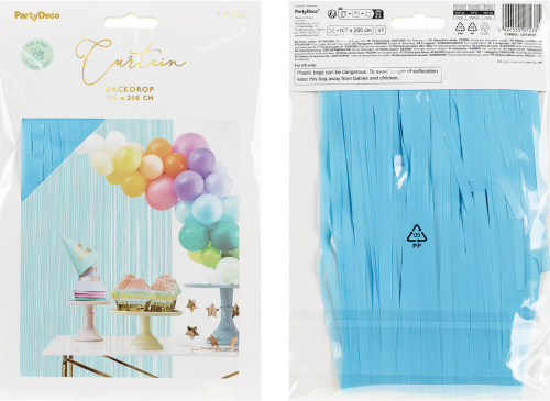 Dørgardin lametta, lyseblå