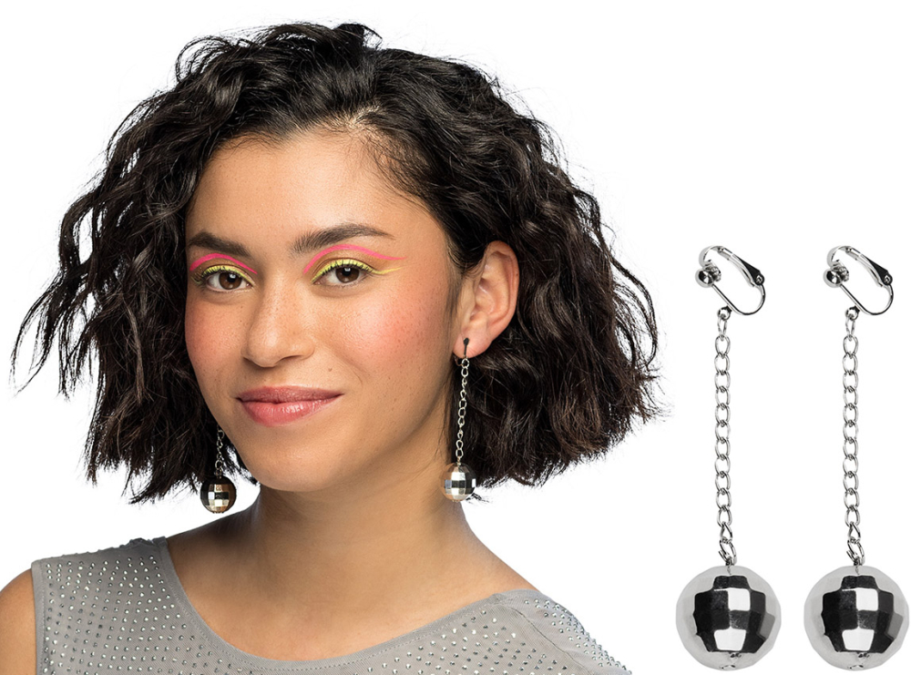 Diskokugle øreringe clip-on 2-pk