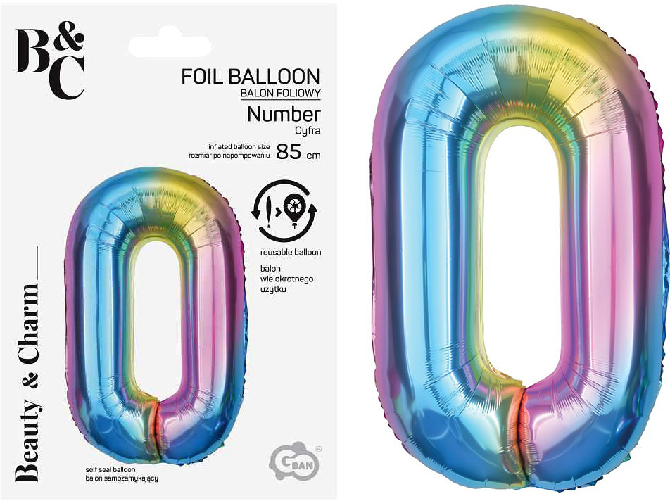 Tal ballon 0 regnbue 85 cm