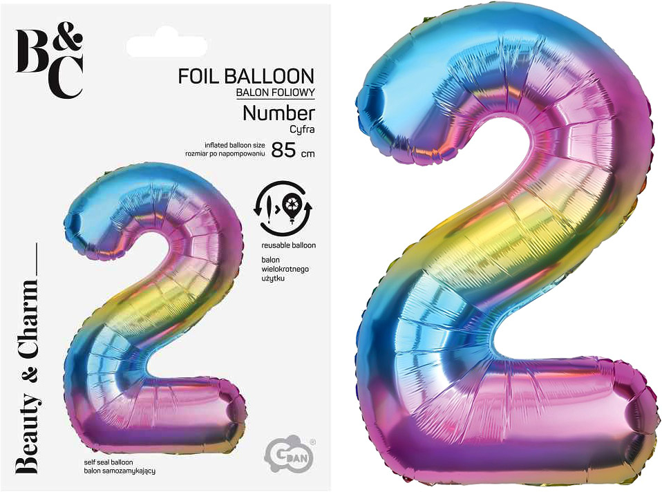 Tal ballon 2 regnbue 85 cm