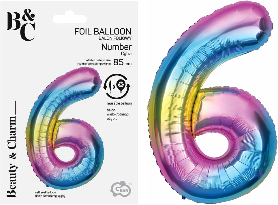 Tal ballon 6 regnbue 85 cm