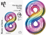 Tal ballon 8 regnbue 85 cm
