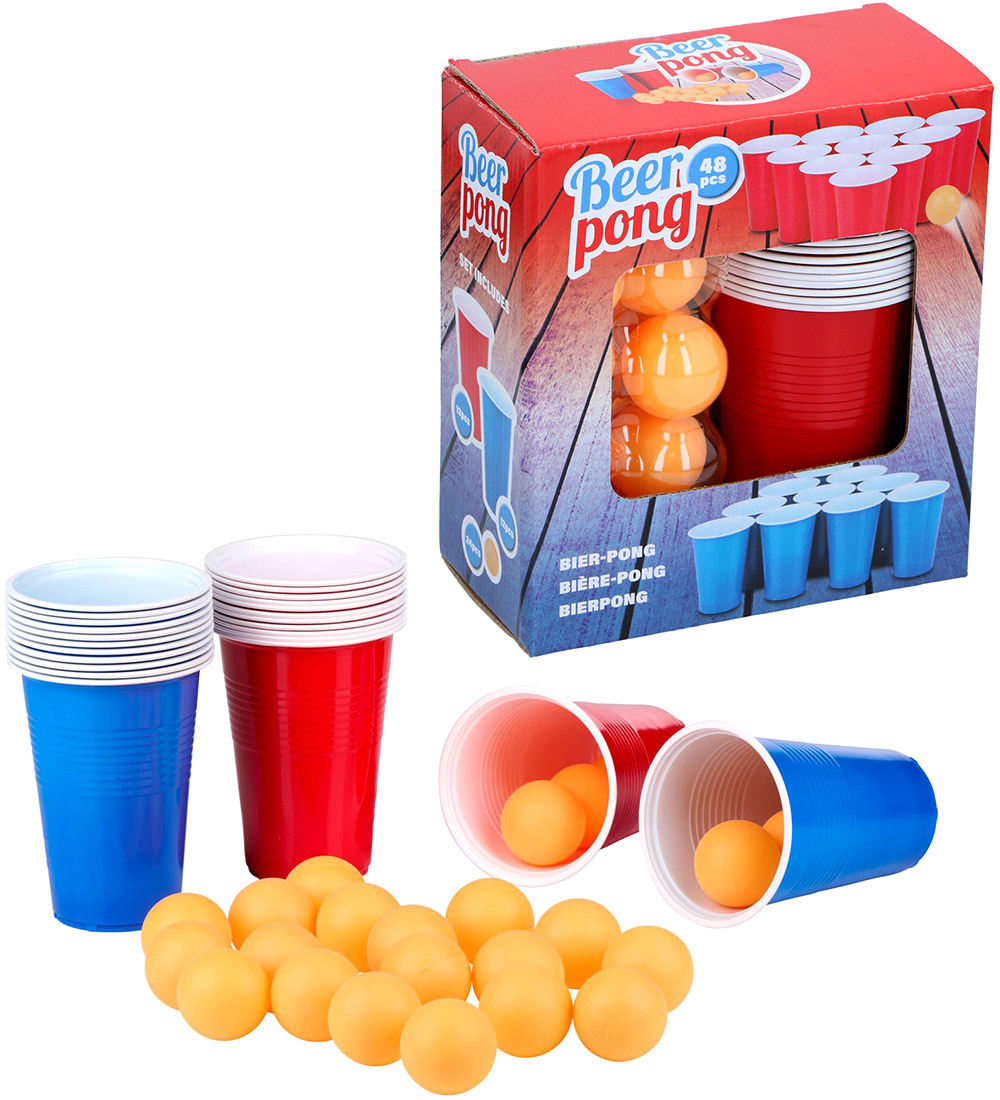 Beer Pong sæt med 48 dele